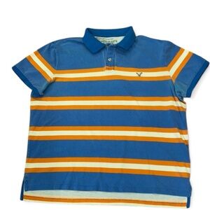 Y2K American Eagle Outfitters Striped Polo Shirt Size XXL